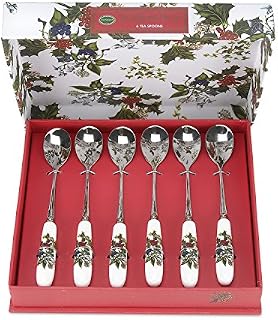 Portmeirion Home & Gifts HV1101 Tea Spoons S/6, Stainless Steel, Multi-Colour, 16 x 1.5 x 1 cm