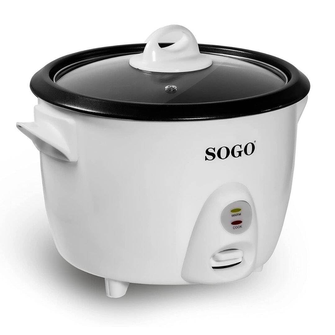 SOGO Arrocera Eléctrica 1,5L Blanca para Cocina Saludable - Olla Arrocera Eléctrica Antiadherente con Función Mantener Caliente - Rice Cooker Compacta Ideal para Arroces de Precisión y Sushi