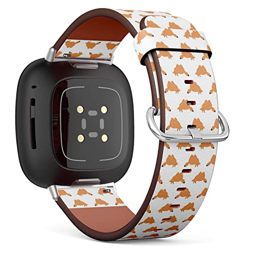 CJBROES Replacement Leather Watch Band, Compatible with Fitbit Versa 3 and Fitbit Sense of Wristband Bracelet Accessory - Cute Cartoon Foxes