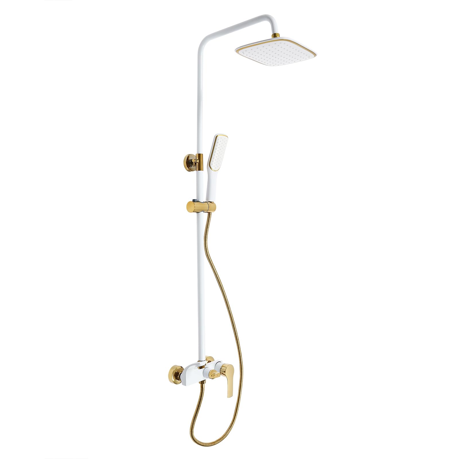 Ensemble de douche - Or blanc - Trois systèmes de douche muraux - Modes de sortie d'eau - Douchette à main réglable en hauteur - Pour l'intérieur des maisons, des hôtels
