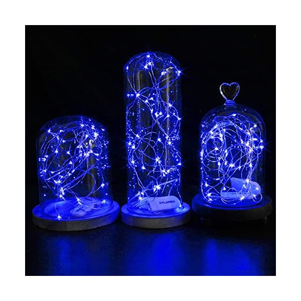 CYLAPEX 12 Stück blaue Lichterkette, batteriebetrieben, sternenklare Lichterkette auf 1 m silberfarbenem Kupferdraht DIY… – Bild 6