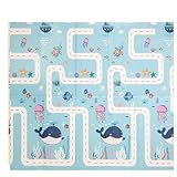 Nomady Kids - Alfombra de juego Plegable, Acolchada y Reversible (200x180cm) - Colchoneta para Bebes y Niños (Mar)