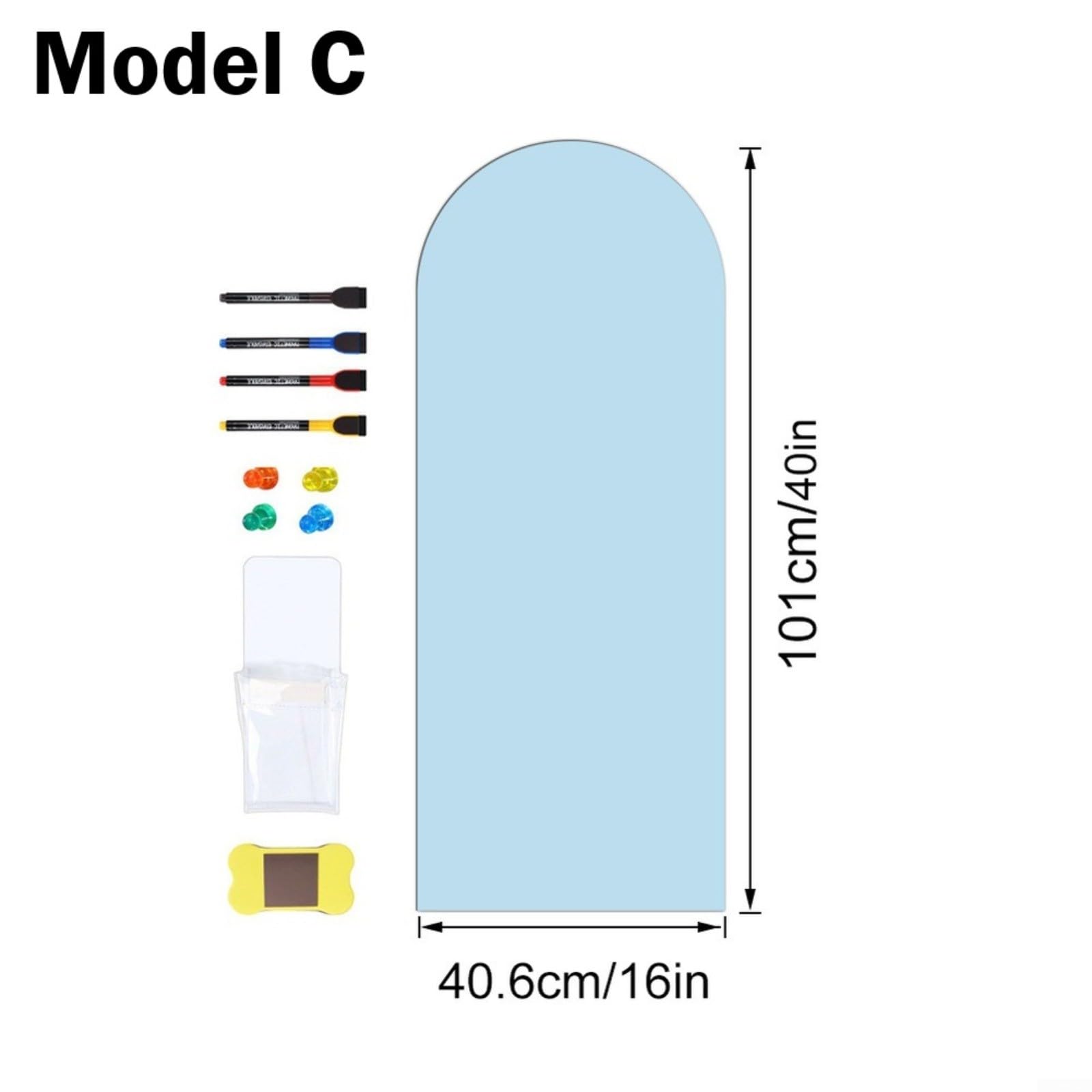 Magnetische Kreidetafel Wandaufkleber aus PVC, abnehmbar und beschreibbar, für Kinderzimmer, Spielzimmer und Klassenzimmer, inkl. bunter Kreide und Wischtuch(C)