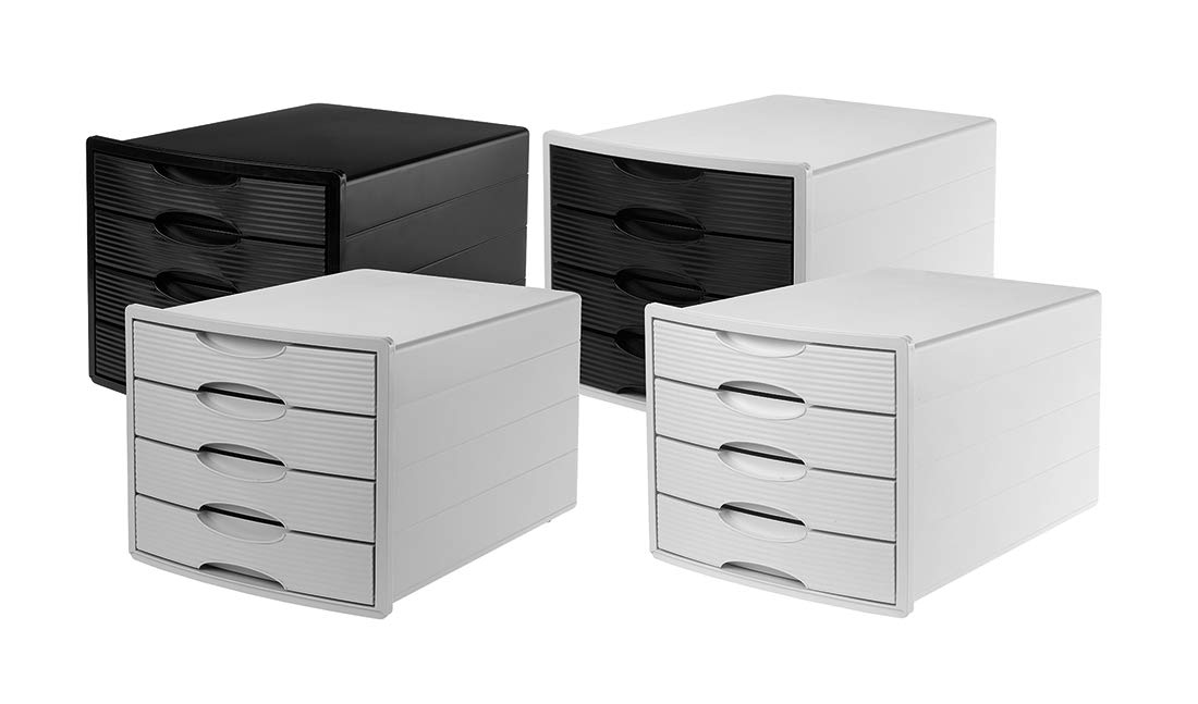 HAN Schubladenbox MONITOR – innovatives, attraktives Design in höchster Qualität. Mit 4 geschlossenen Schubladen für DIN A4/C4, Ablagebox exklusiv bei AMAZON erhältlich, weiß, 1001-12