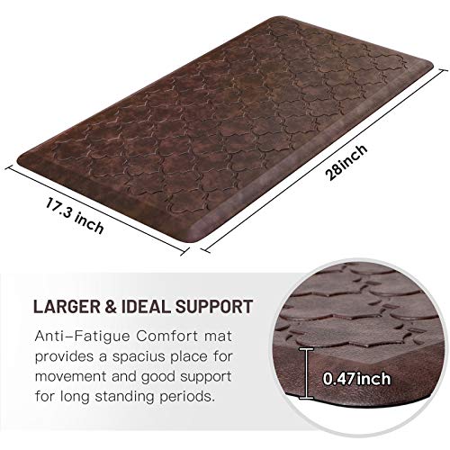 Wiselife Kitchen Mat Cushioned Anti Fatigue Floor Mat,17.3"X28", Thick Non Slip Waterproof Kitchen Rugs And Mats,Heavy Duty Foam Standing Mat For Kitchen,Floor,Home,Office,Desk,Sink,Laundry, Brown #TOP1