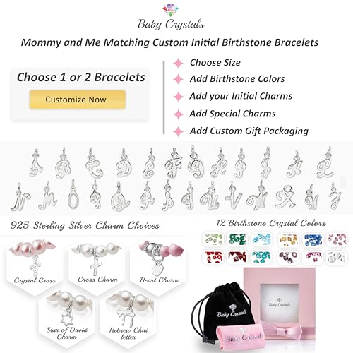 Customized Birthstone Jewelry, Sterling Silver Initial Charm Bracelets for Girls and Boys, Pearl Birthstone Bracelet, Personalized Birthday Gift for Women, Baby, Newborn, Toddler, Teen2