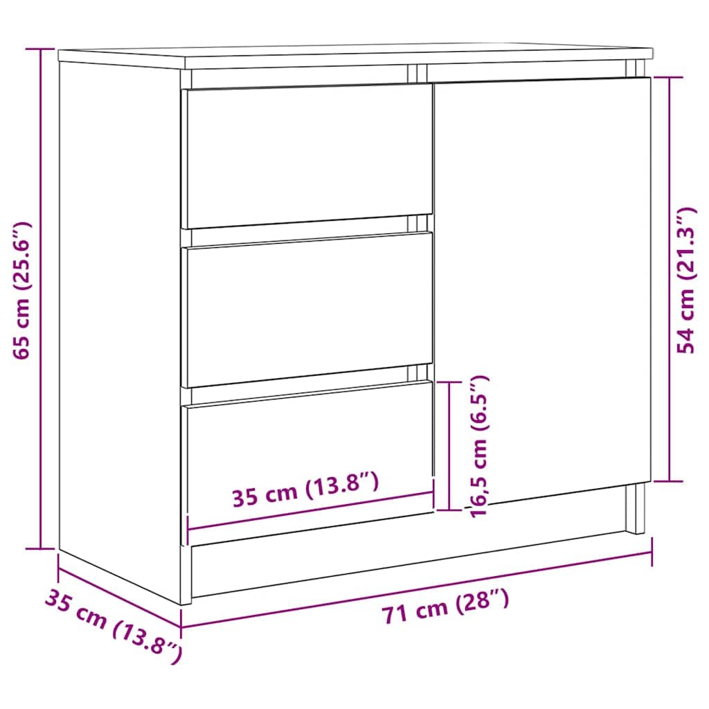 vidaXL Komoda z szufladą Betonowa szarość 71x35x65 cm Drewno klejone