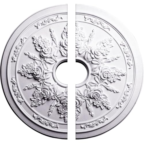 Medallón de techo de 23 5/8" decorativo con moldura de rosa y lazo de relieve