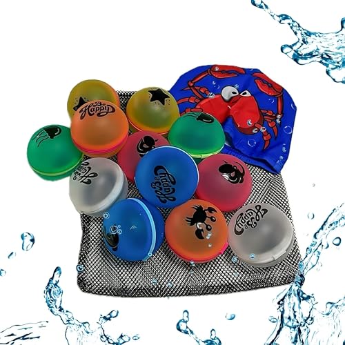JARAH 8 Pcs Reusable Water Balloons, Swin Cap Kids, Water Balloons Quick Fill 1000, Refillable Water Balloons, Pool Toys For Kids, Water Activities For Kids Backyard