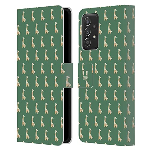 Étui portefeuille Galaxy A52 avec porte-cartes et motif girafe verte tangram