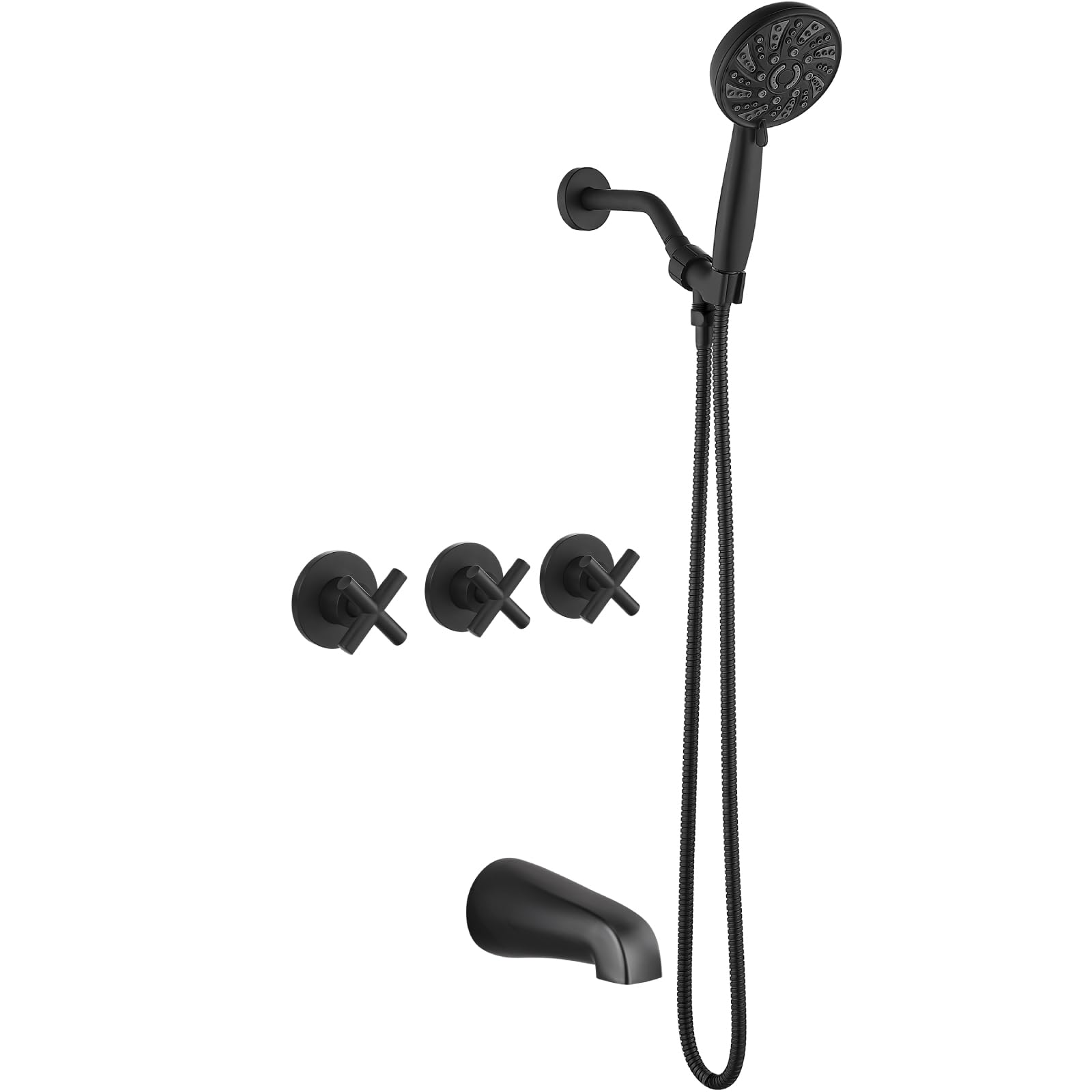 gotonovo 3 Handle Tub Shower Faucet Set,Shower System with Tub Spout,Shower Head and Handle Set with 6 Settings Handheld Spray Tub and Shower Faucet