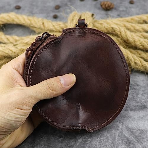 1 Pcs Leather Zipper Coin Purse Round Wallet, Coin Organizer, Change Holder,Card Case, Mini Slim Leather Zipper Storage Bag for Men & Women3