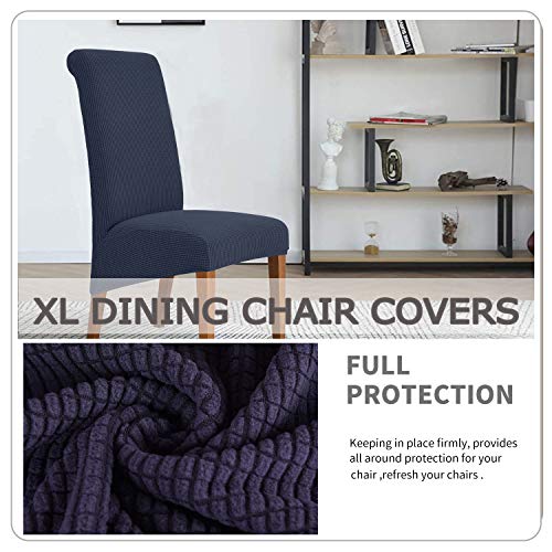 Deisy Dee Stretch Xl/Oversized Soft Spandex Extra Large Dining Room Chair Covers For Kitchen Dining，Removable Washable Chair Protectors Slipcovers (Navy, 2) #TOP4