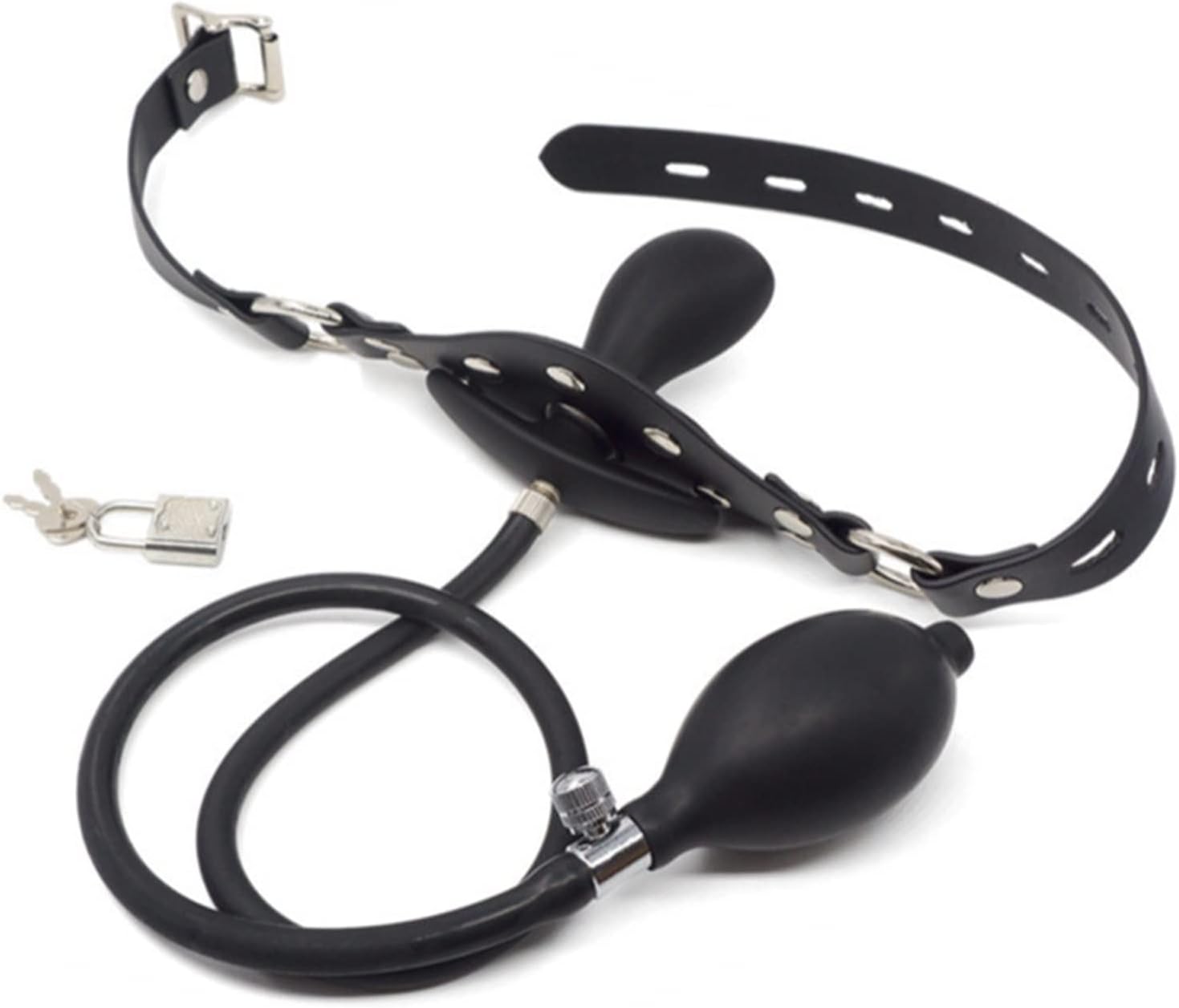 Inflatable Dildo Open Mouth Gag Oral Fixation Leather Fetish BDSM Bondage Big Mouth Stuffed Toys for Couples (Color : GS39, Size : A)