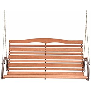WoodlawnHome Hardwood Porch Swing with Chains in Bronze Finish 300013