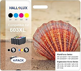 HALLOLUX 4 Pack 603XL Ink Cartridges Multipack High Yield Compatible for Epson 603XL 603 XL for Expression Home XP-3100 XP-4100 XP-3105 Workforce WF-2810dwf 2830dwf (Black Cyan Magenta Yellow)