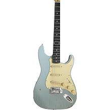 EGFJ190 Vintage Aged Soild Body Electric Guitar,Stainless Steel Rounded Frets Egde,Bone Nut,Alder Body,Tremolo,C-shape Neck,SSS Pickups,Sonic Blue