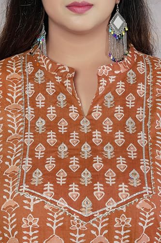Image of MIRCHI FASHION Pure Cotton Plus Size Straight Kurta Set with Dupatta | 3 Piece Summer Ethnic Kurta Pant Set | Office Wear Salwar Suit for Women