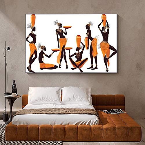 Peinture sur toile femme noire art abstrait africain pour decorer un salon moderne