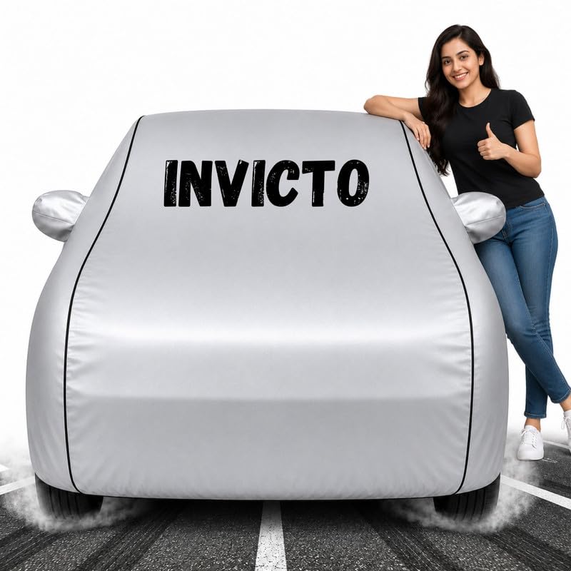 Image of Custom Fit Silver 100% Waterproof Invicto Car Cover | Polyester Car Body Covers for Rain & Sun | UV Protection, Dustproof, Scratch Resistant, Windproof, Heat Resistant