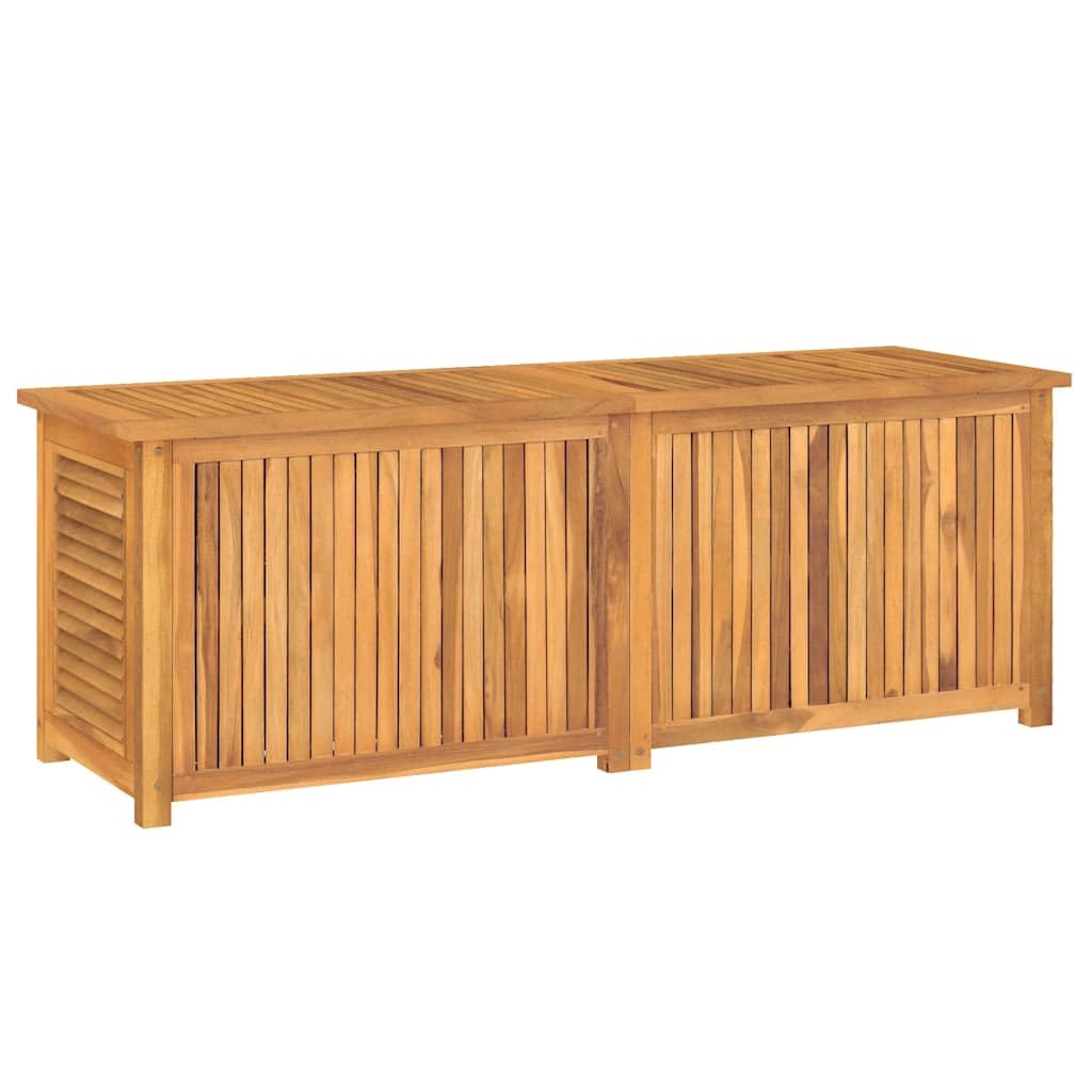 Schowek ogrodowy z litego drewna tekowego, 150 x 50 x 55 cm, z wszytą torbą PE, zewnętrzna skrzynia narzędziowa do ogrodu, duża przestrzeń do przechowywania koców i akcesoriów