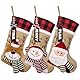 ASTNIC 3 Stück Weihnachtsstrumpf Set, Personalisiert 18 Inch Großer Nikolausstrumpf mit Namen,Hängende Socke Candy Geschenk Taschen für Weihnachten Familienfeiertage Kamin Weihnachtsbau Dekoration