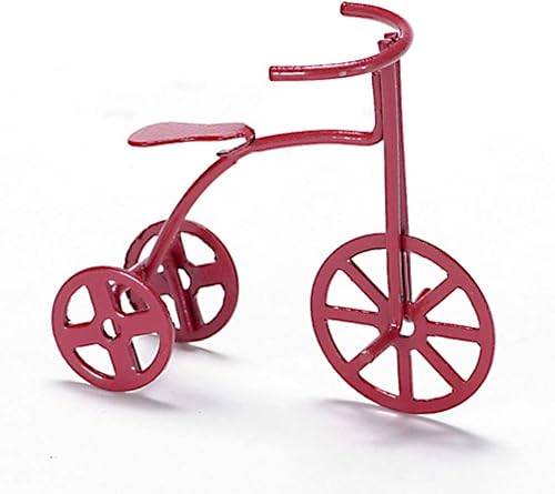 Casa de Muñecas Bicicleta Roja Triciclo Infantil Miniatura 112 Guardería Juguete Tienda Accesorio