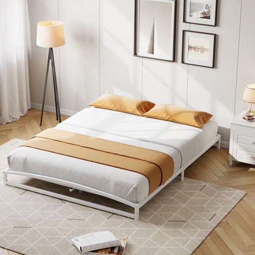 GAOMON Low Bed Frame Queen Size, 6 Inch Heavy Duty Metal Platform Queen Bed Frame with Arch Design, Easy Assembly, Strong Bearing Capacity, Under Bed