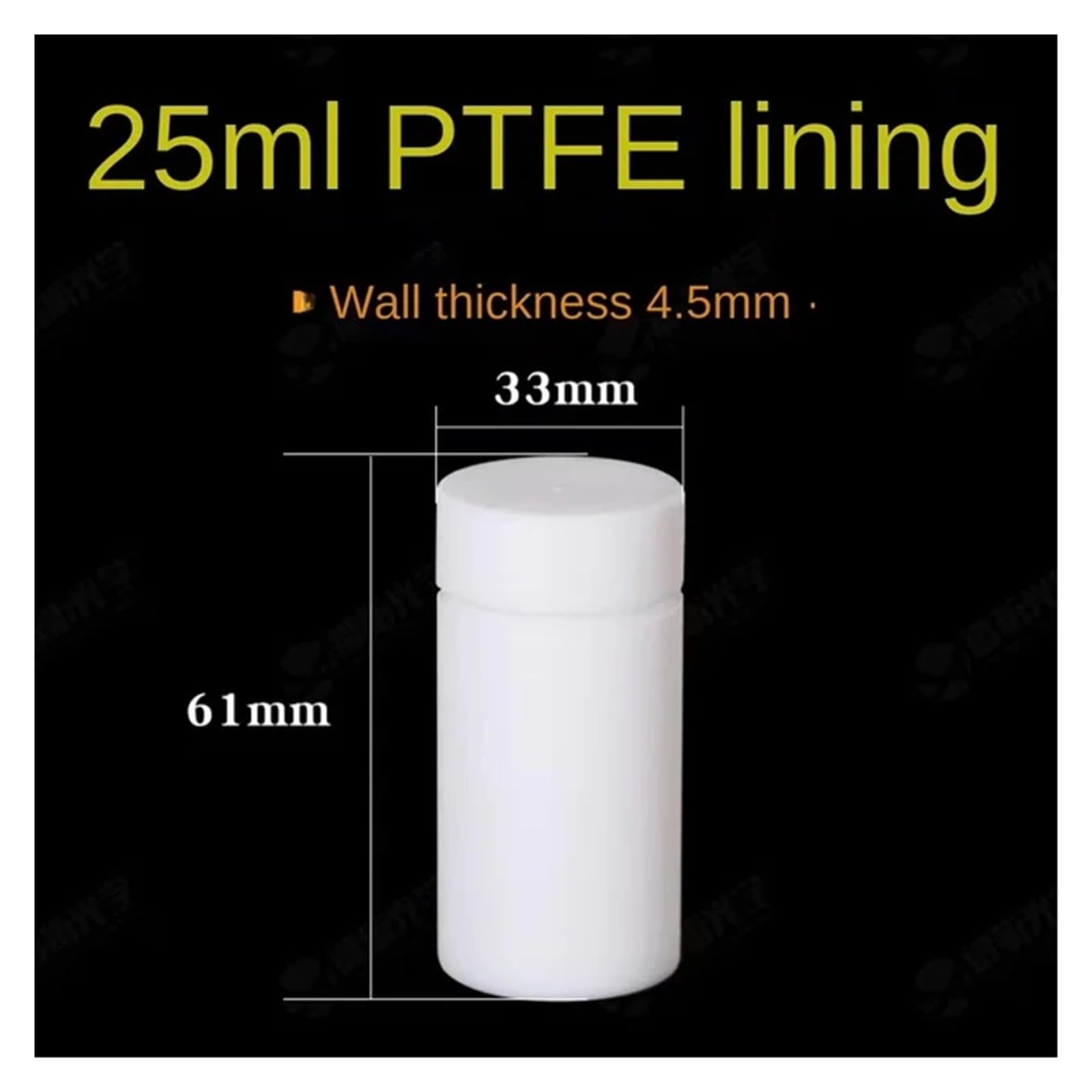 Réacteur autoclave doublé de PTFE for la synthèse hydrothermale, équipement de laboratoire à haute pression de 25 à 500ml, 1 pièce | 25mL