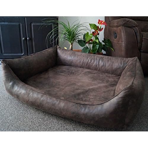 Orthopädisches Hundesofa Hundebett Schlafplatz Wildlederoptik Ortopedico mit Viscoschaum Matratze (115 cm X 95 cm, braun)