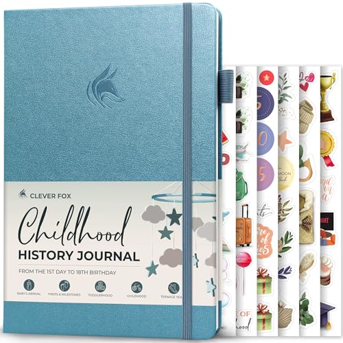 Image of Clever Fox Childhood Memory Journal – Baby, Child & School Memories Photo Book – New Expecting Mom Baby Shower Gifts for Boy & Girl (Aquamarine)