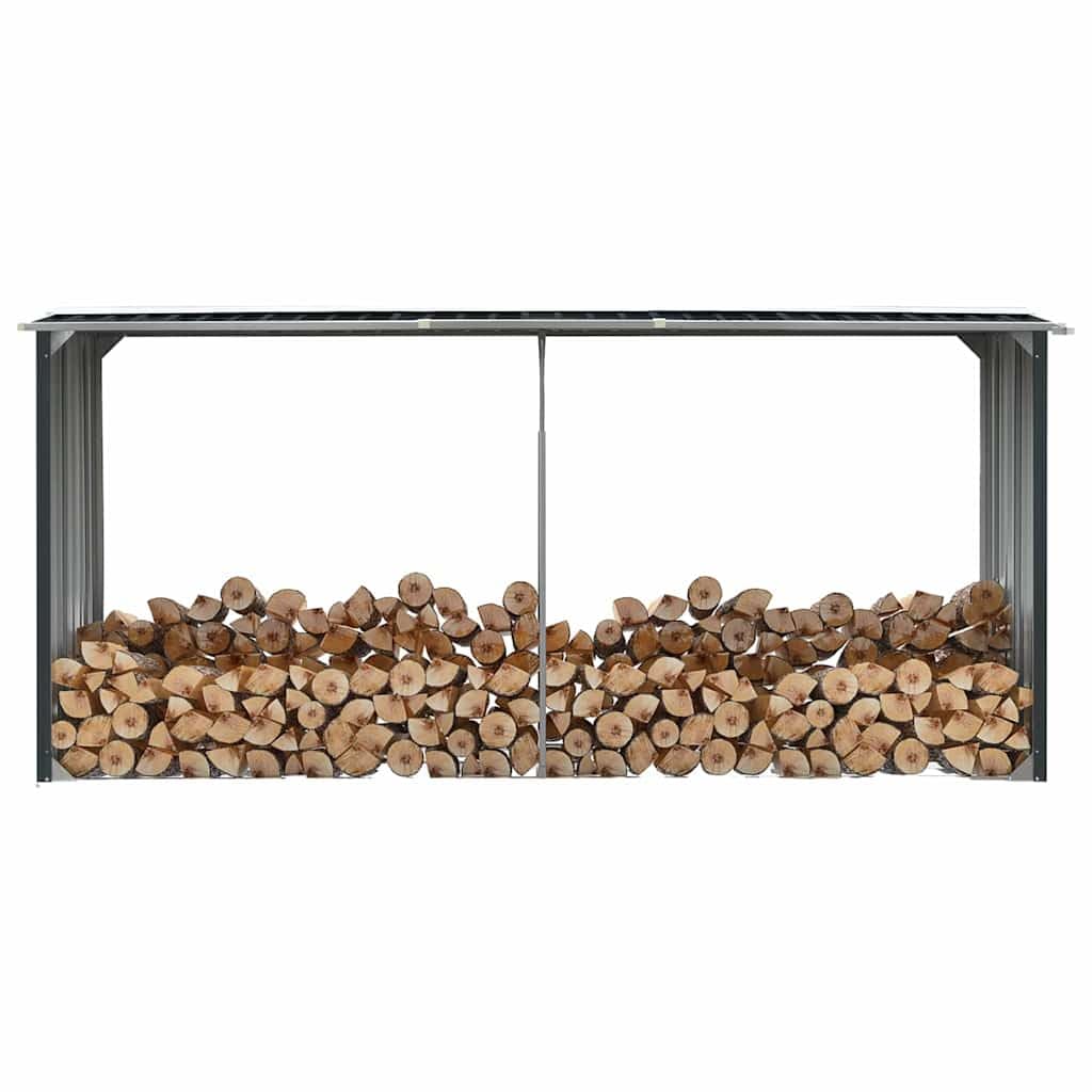 vidaXL Casetilla Leña Acero Galvanizado Soporte Madera Almacenaje Terraza Patio Estructuras Organizadores Duradera Resistente Antracita 30x92x153cm