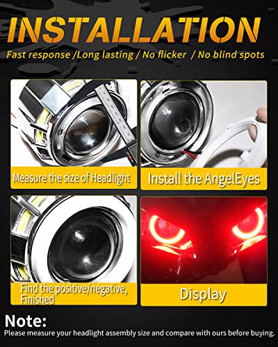 Qasim LED Halo Ring Angel Eyes rojo 90MM para auto miniatura 5