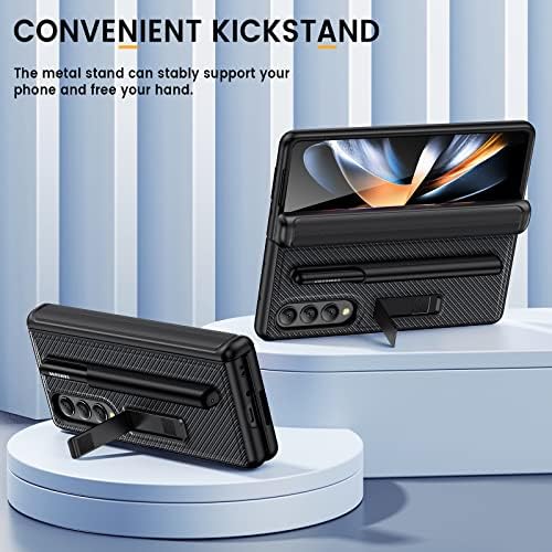 Neitra for Samsung Galaxy Z Fold 4 Case with Built-in Kickstand, Hinge Protection Full Body Magnetic Case Cover with Screen Protector & S Pen Slot [Not Include S Pen] for Galaxy Z Fold4 Black