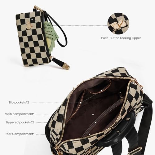 Lushandy Checkered Backpack Purse for Women Laptop Backpack for Work College - image 5