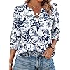 WIHOLL 3/4 Length Sleeve Womens Tops with Button Cuffs Dressy Casual V Neck Summer Outfits Early Fall Fashion Clothes 2025