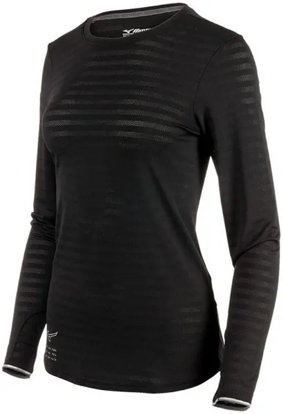Mizuno Women's Alpha Eco Running Long Sleeve T-Shirt, Black, L