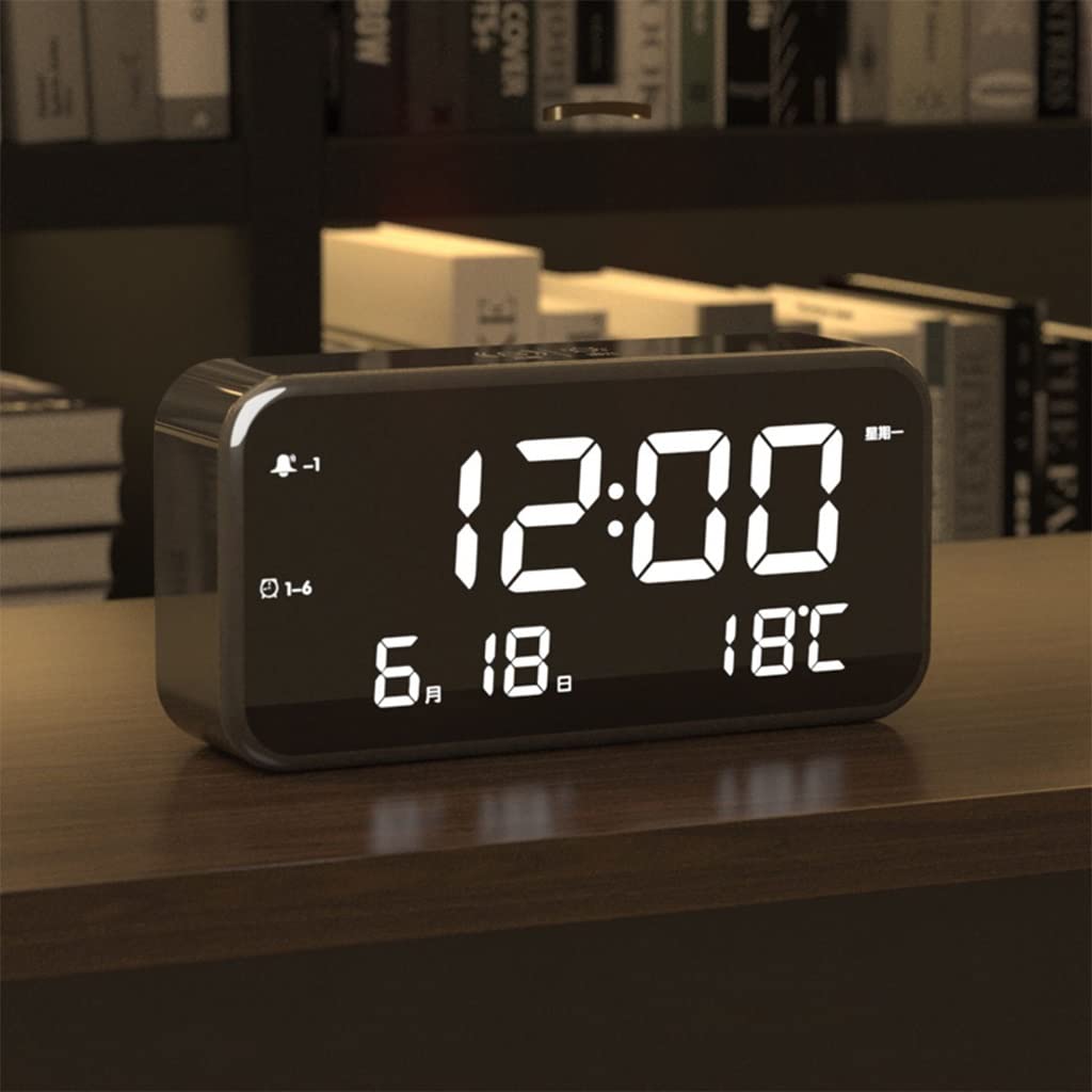 Cyfrowy budzik LED dla osób śpiących ciężko, wyświetlacz LED z czasem, temperaturą, portem ładowania USB, wyświetlacz drzemki do sypialni, biura, podróży