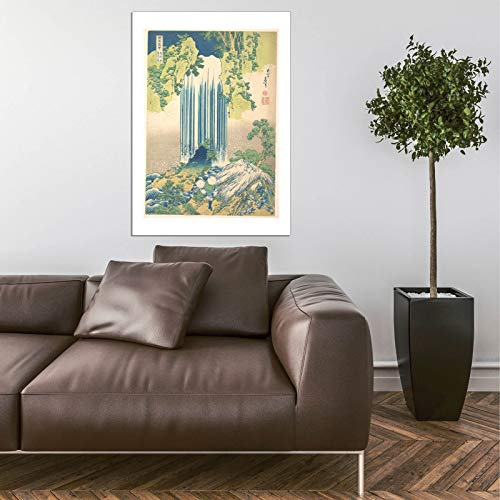 Affiche encadrée Katsushika Hokusai Cascade de Yoro au format XL impression haute définition