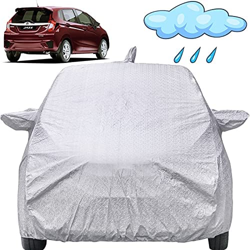 Image of Autofact Waterproof Car Body Cover Compatible with Honda Jazz (2015 to 2021) with Mirror and Antenna Pockets (Shinning Silver).