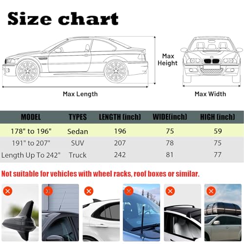 Image of 5 Layers Waterproof Car Covers for Automobiles All Weather Season UV Protection Rainproof Outdoor Full Cover Universal Fit Sedan 186 inch to 193 inch