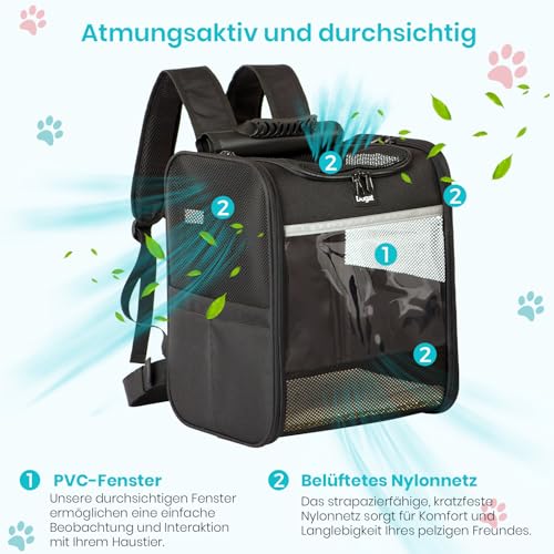 Sac à dos pour chat et chiot noir idéal en randonnée et camping - 6