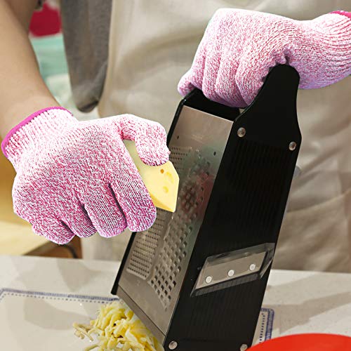 Evridwear Cut Resistant Gloves Food Grade Level 5 Kitchen Safety Protection (Medium, Pink) - Image 4