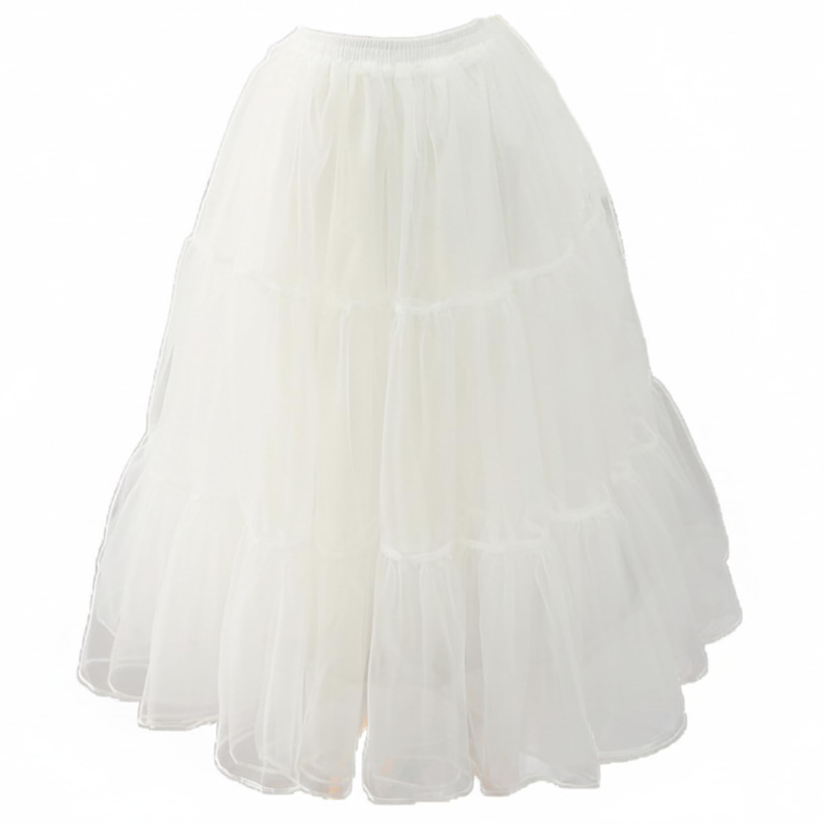 Ginwrek Crinoline, Hoopless Petticoat Skirt For Girls, Crinoline Underskirt With 3-layer Flowy Design, White Long For Lolita, & Cosplay