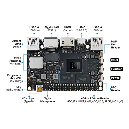 Image of Khadas VIM4 Amlogic A311D2 Single Board Computer with Active Cooling Kit Supports 4K UI and HDMI Input, 4 Display Interfaces, LAN WiFi 6 & Bluetooth 5.1, 8GB 64bit LPDDR4X 2016MHz