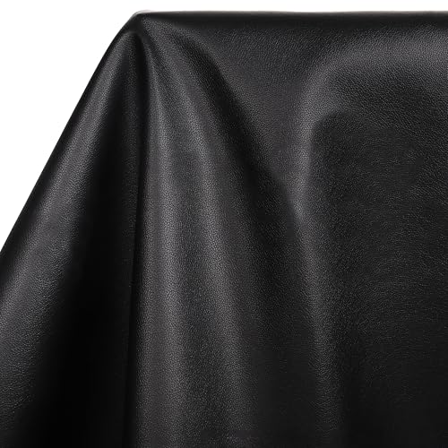 Meneng Marine Vinyl Faux Leather: 54x36 Black Lychee Grain Upholstery Fabric Leather for Furniture Sofa Recover - Waterproof & Scratch-Resistant Vinyl Repair Material for Boat Seats Car Interior