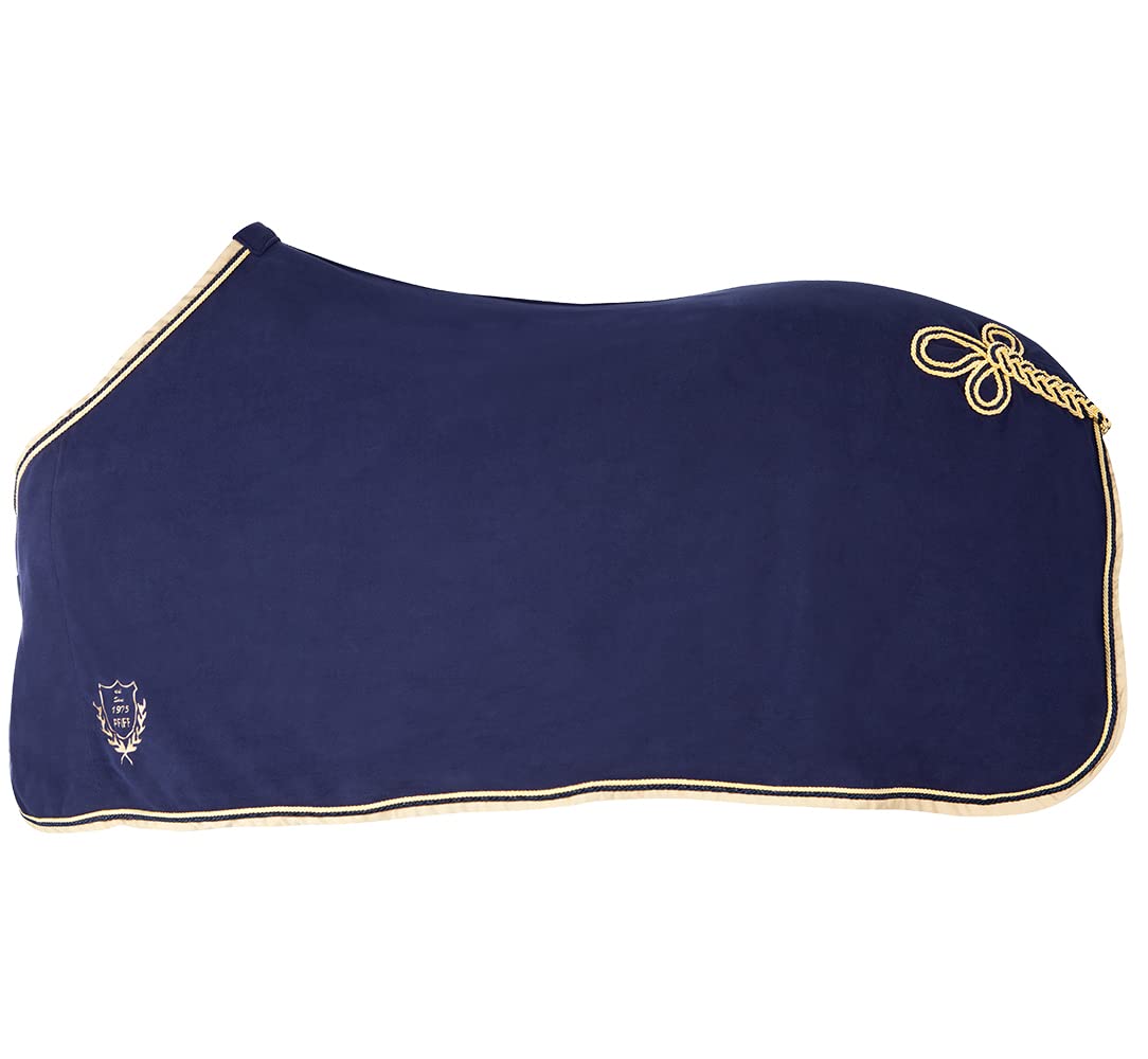Esclusiva coperta in pile con cordoncino decorativo, blu, 155 cm