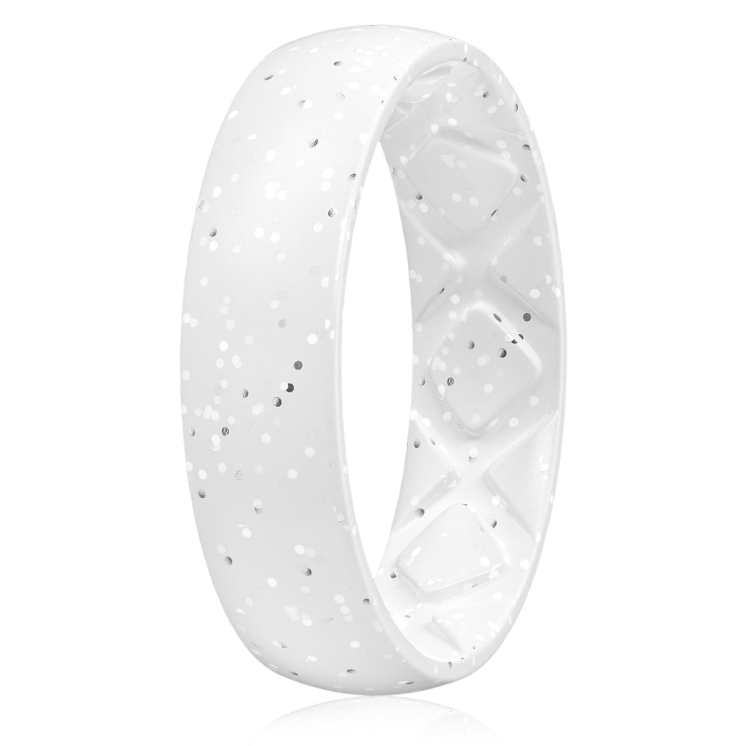 Egnaro Silicone Wedding Bands Women, Inner Arc Ergonomic Breathable Design