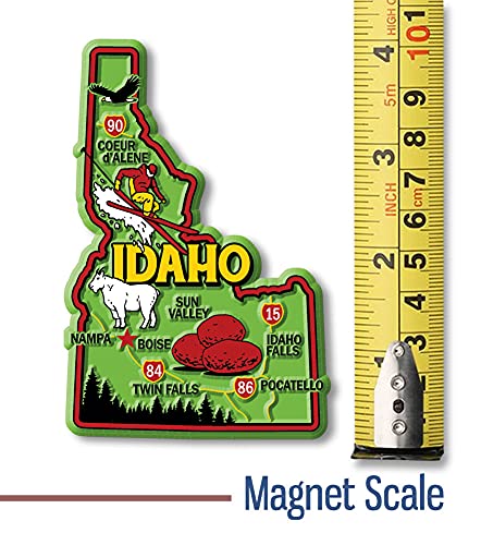 Imán decorativo del estado de Idaho, 2.7 in x 4 in, de goma miniatura 2