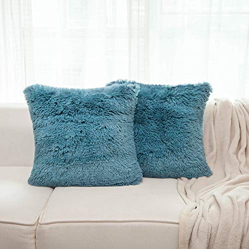 Image of Faux Fur Throw Pillow Covers for Couch Decorative Pillows 24x24 Inches